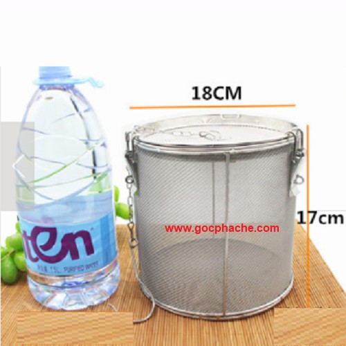 Lồng nấu phở inox 18x17cm - mắc lưới 0.8mm