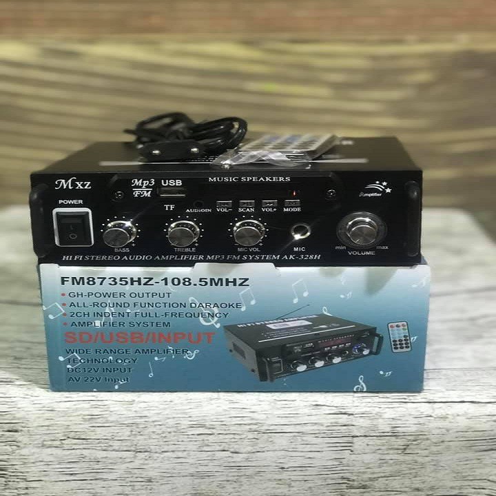 Amply mini bluetooth 12V AK 328H loại tốt, chuyên nghe nhạc, đánh chim đêm, ship toàn quốc - ampli 328