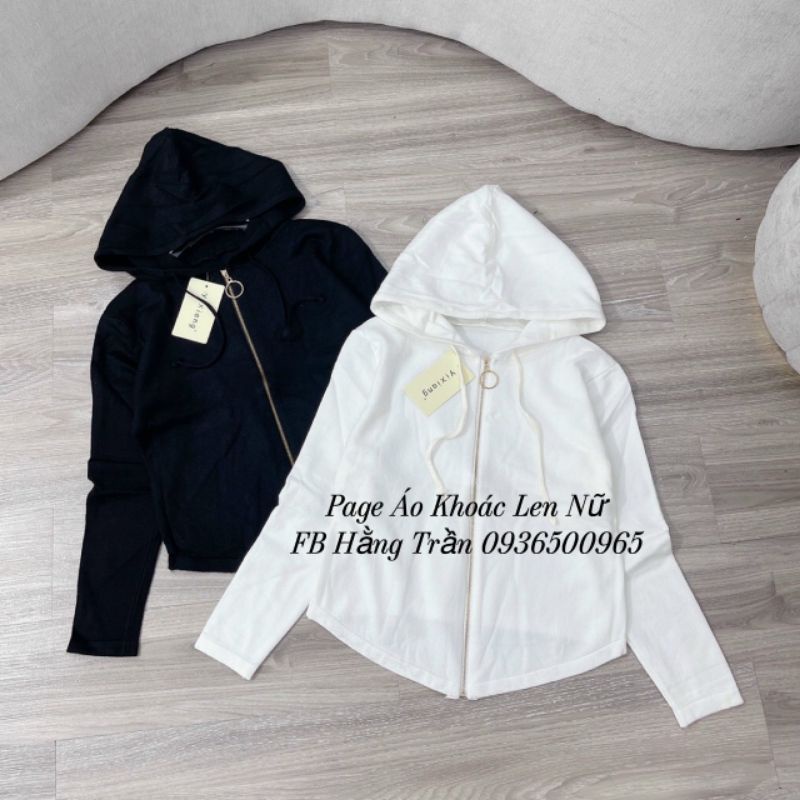 Áo khoác len dây kéo dáng lửng vạt bầu mẫu mới.