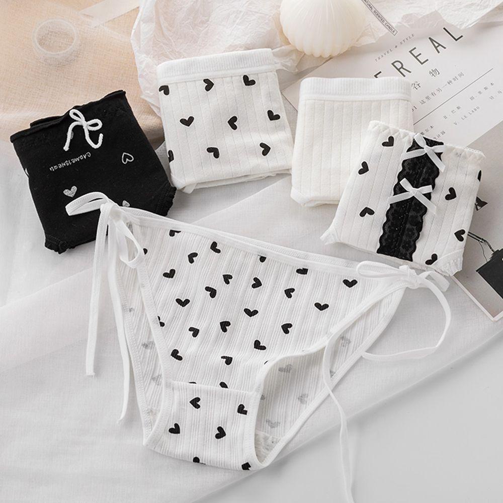 Quần Lót Cotton Lưng Vừa Phối Ren Thắt Nơ Kiểu Lolita Dễ Thương Cho Bạn Gái