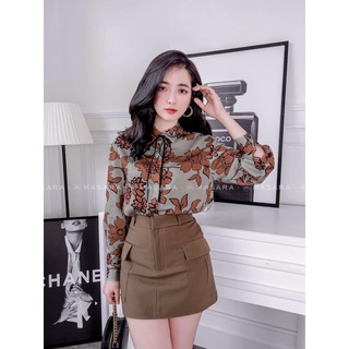 ✨BÁN SỈ✨Áo sơ mi lụa hoa dây nơ