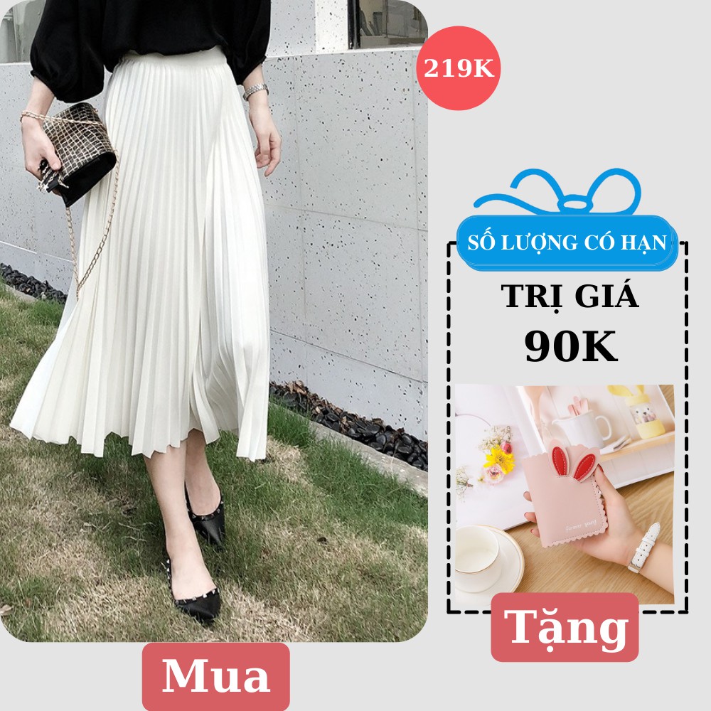 Chân Váy Trắng Xếp Ly Dài Thời Trang Hè Hàng Qc Loại 1 Freeship,Chân Váy Xếp Li Dáng Dài Cạp Chun Nhiều Màu Hàng Mới