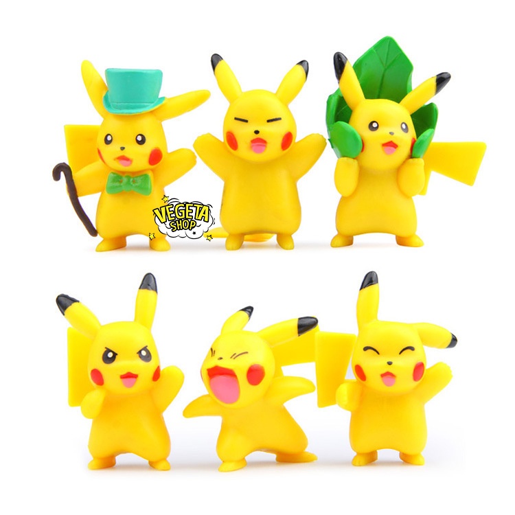 Mô hình Pikachu - Trọn bộ 6 mô hình Pikachu cây lá cực dễ thương - Cao khoảng 3 ~ 5.5cm