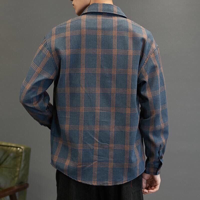 Áo khoác sơ mi dài tay dáng rộng thiết kế mới thời trang xuân thu phong cách Hàn Quốc cho nam