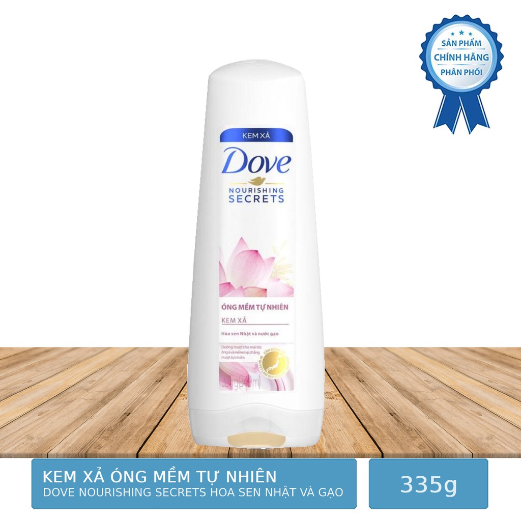 Kem Xả Dove Óng Mềm Tự Nhiên Hoa Sen Nhật Và Nước Gạo 335g