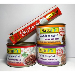 Combo - 3 lon pate 100% cá ngừ natufit 160g tặng 1 tuýp ciao 14g