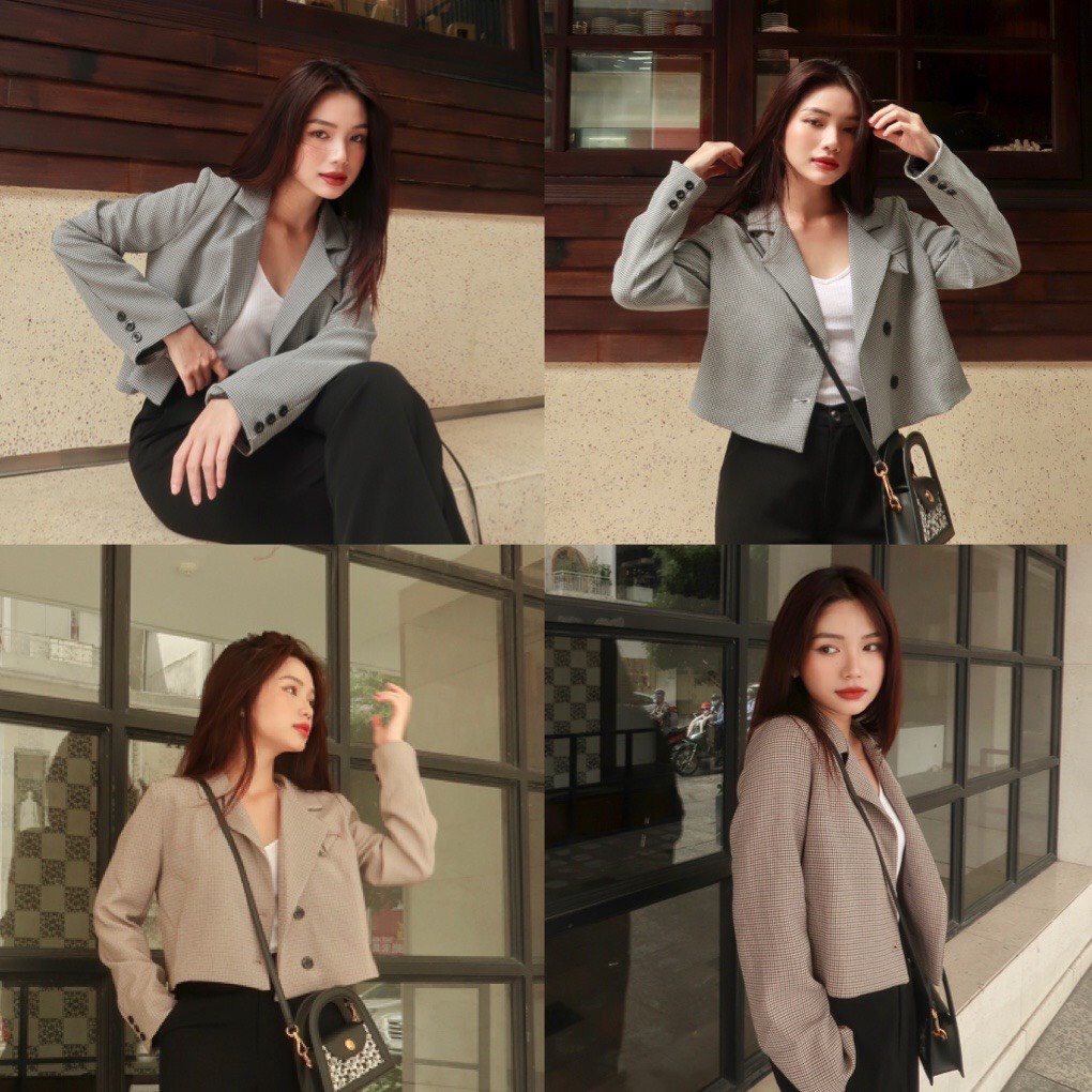 (Hàng Thiết Kế - Có Clip) Áo Blazer Ziczac Nữ Áo Khoác Ziczac Dáng Lửng Phom Rộng Blazer Chuẩn Hàn Quốc - BLA22046