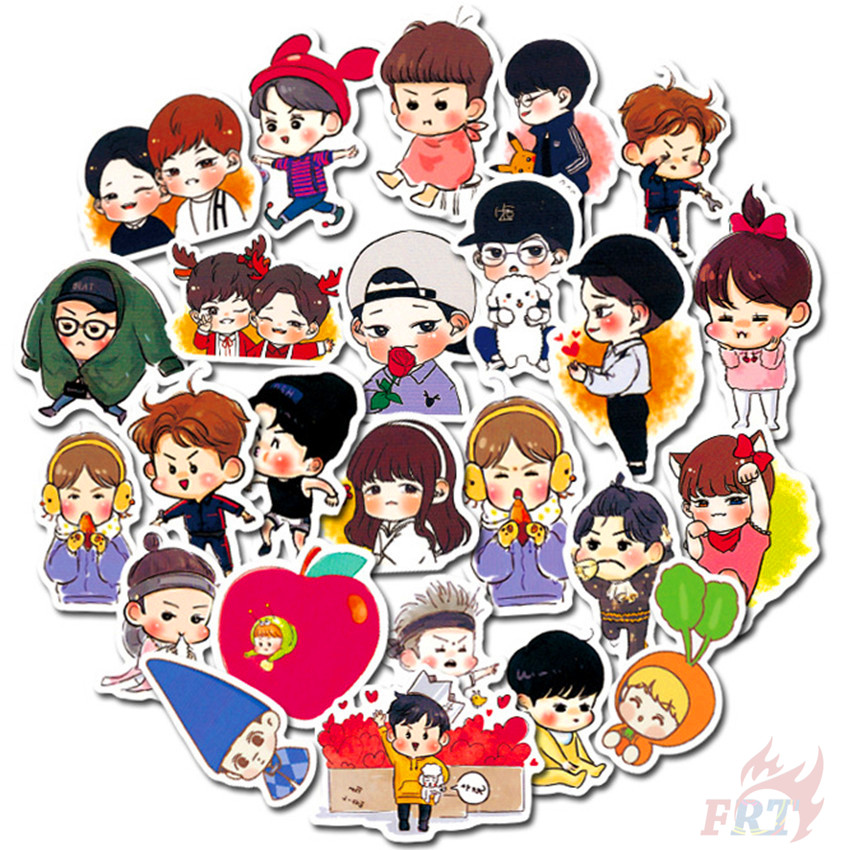 100Pcs/Set ❉ EXO Series 05 Q Character Stickers ❉ KPOP Superstar DIY Fashion Luggage Laptop Skateboard Decals Doodle Stickers