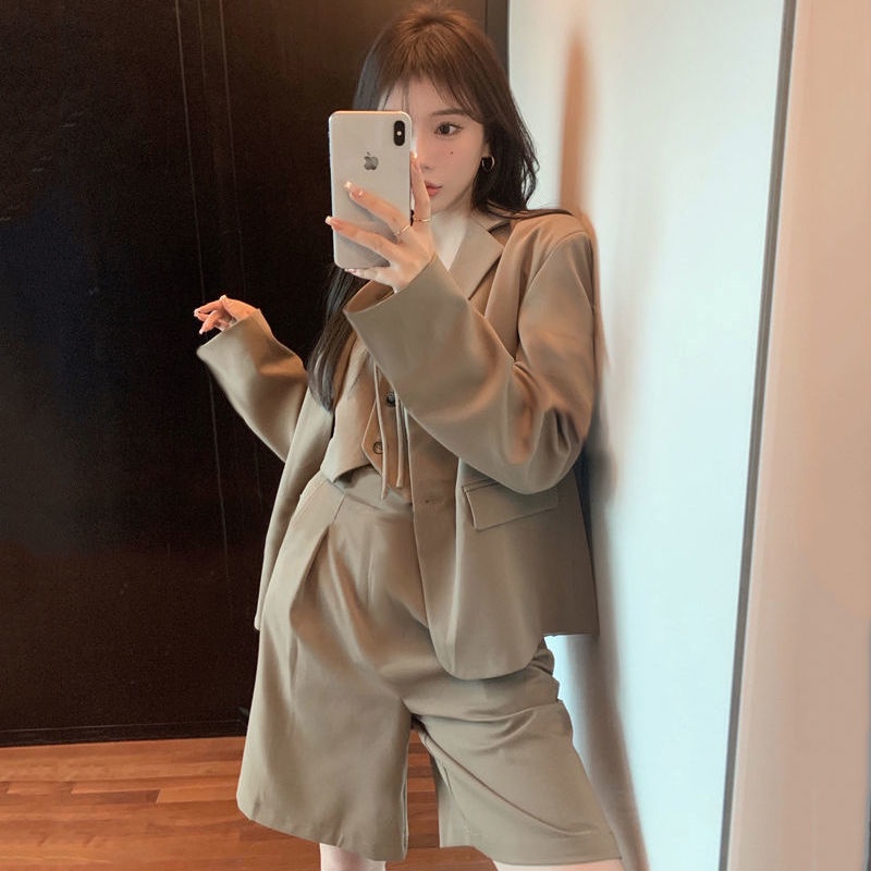 Set Áo Vest + Áo Vest + Quần Dài Ống Rộng Lưng Cao Phong Cách Retro Mùa Thu Mới Cho Nữ