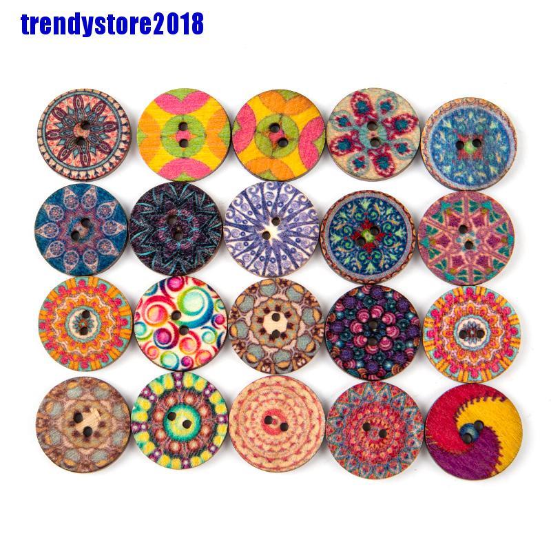 Set 100 Nút Áo In Họa Tiết Phong Cách Retro Độc Đáo Trang Trí Quần Áo