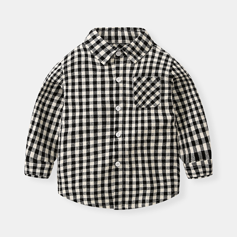 Áo Sơ Mi Tay Dài Sọc Ca Rô 4 Màu Thời Trang Xuân Thu 2023 Cho Bé Trai