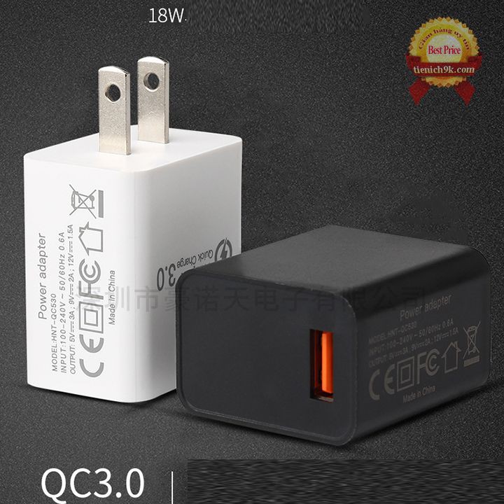 Củ sạc nhanh Quick Charge QC3.0 18W Adapter sạc 3A Cao cấp