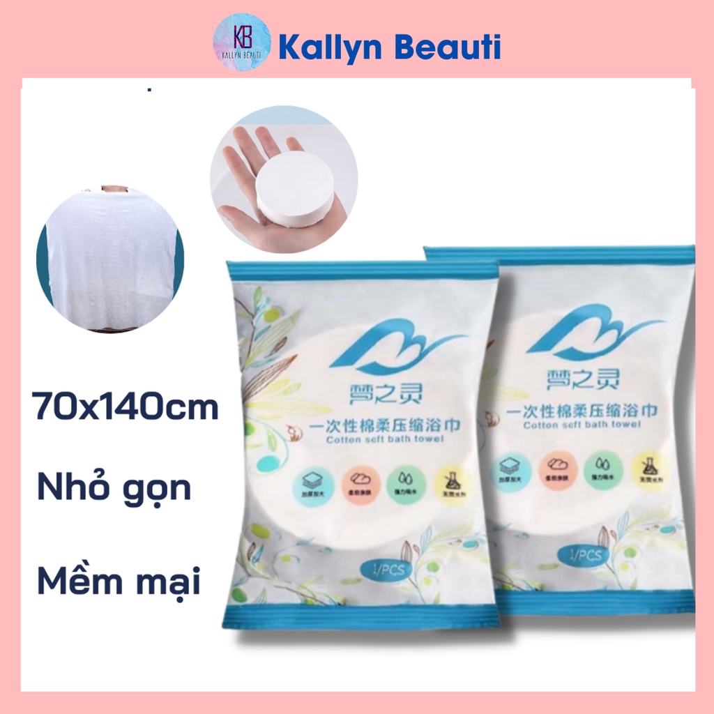 Khăn tắm viên nén du lịch 70x140cm dùng một lần cotton tiện lợi Kallyn beauti