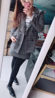 Sét áo vest và chân váy dạ