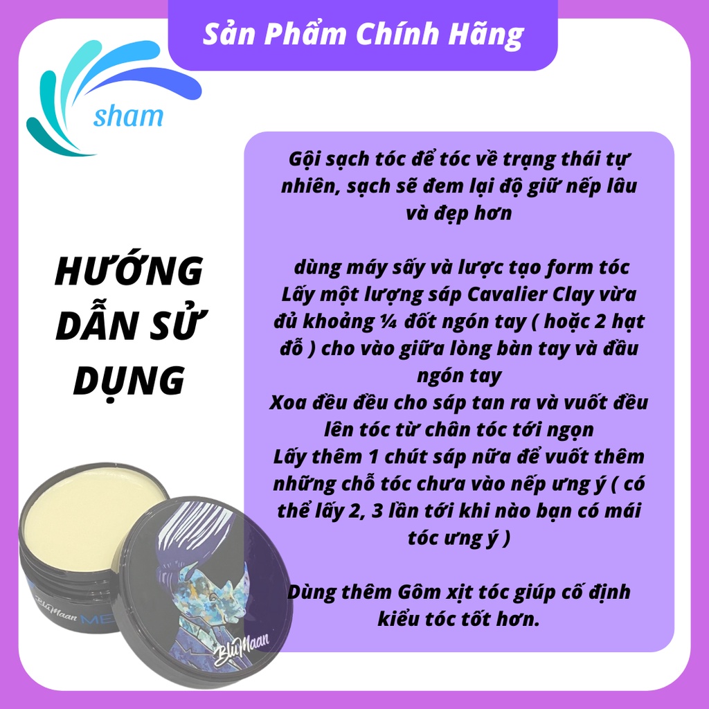 Sáp vuốt tóc tạo kiểu cao cấp bóng mượt BLUMAAN keo vuốt tóc nam nữ tê giác xanh