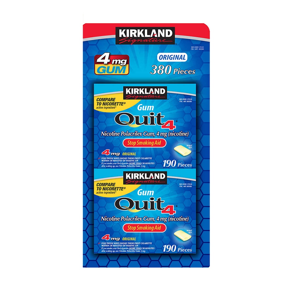 Kẹo cai thuốc lá Kirkland Signature Quit 4 Gum Original 190 viên  của Mỹ