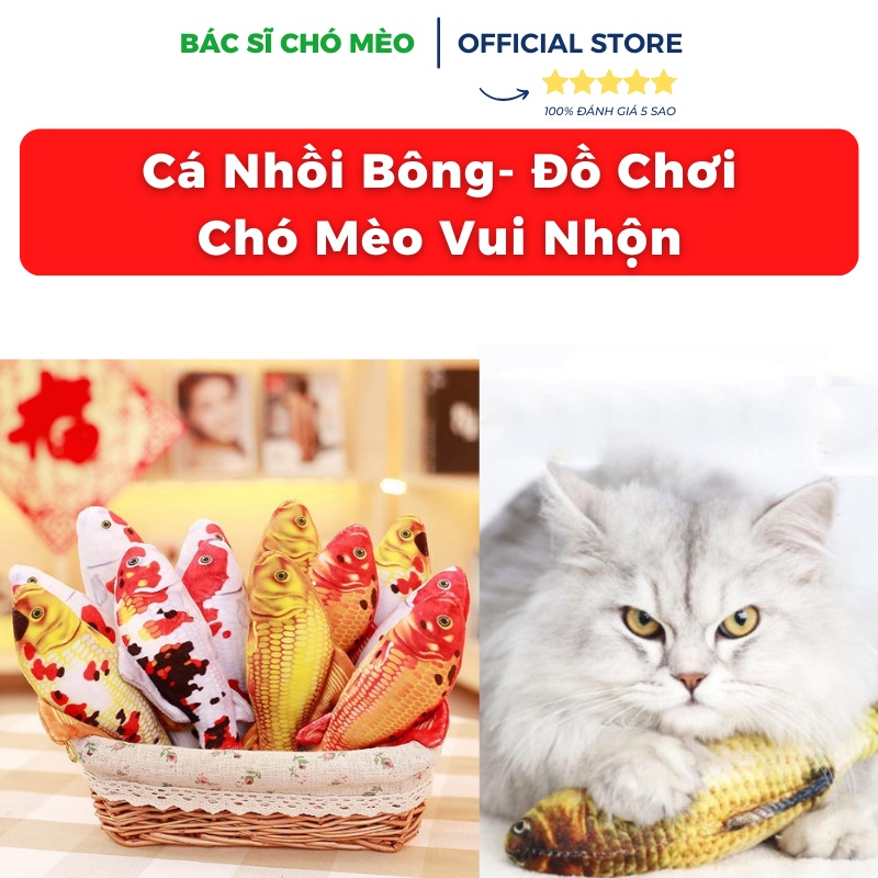 Cá Bông Xinh Xắn Đồ Chơi Cho Chó Mèo Gặm Xả Stress Vui Nhộn
