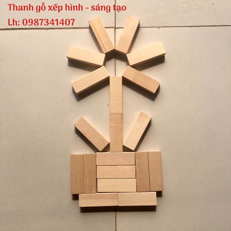 Bộ rút gỗ loại to xếp hình sáng tạo, mịn đẹp