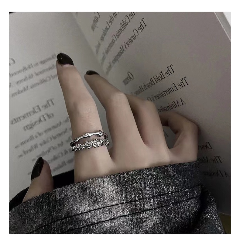 Nhẫn Hai Lớp Đính Đá Phong Cách Thời Trang Hàn Quốc