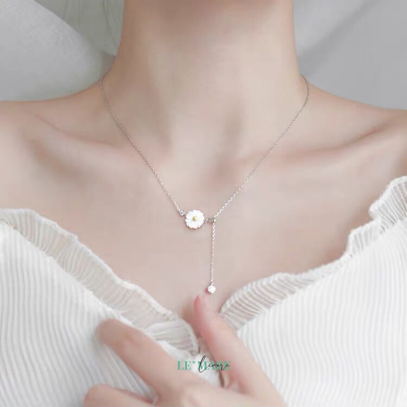 Bộ trang sức bạc Hoa cúc trai Le'mare Jewelry D7034