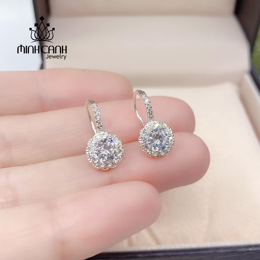 Bông Tai Bạc Nữ Minh Canh Jewelry Đính Đá Móc Treo