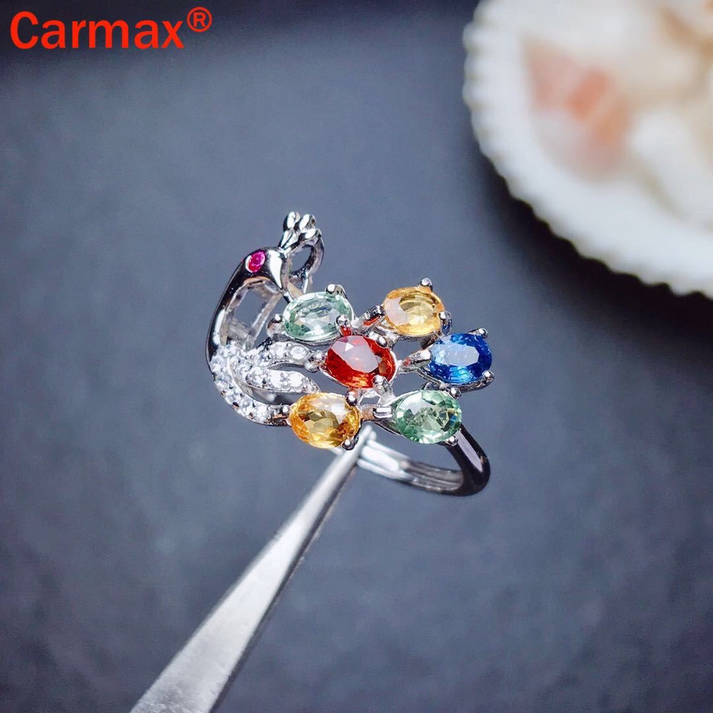 Nhẫn Hở Hình Chim Công Đính Đá Nhiều Màu Sáng Tạo Mới Cho Nữ