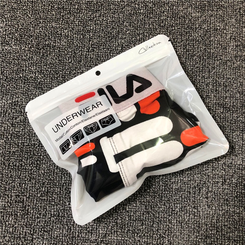 Quần lót Boxer vải cotton thoáng khí in họa tiết FILA thời trang cho nam