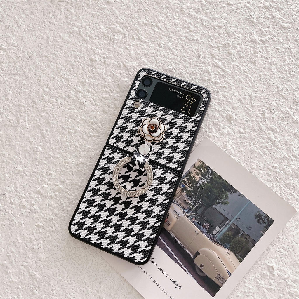 Bao Da Điện Thoại Chống Sốc Họa Tiết Hoa Đính Đá Lấp Lánh Cho samsung galaxy z flip 4g 4 3 flip4 5g z flip3 Ốp
