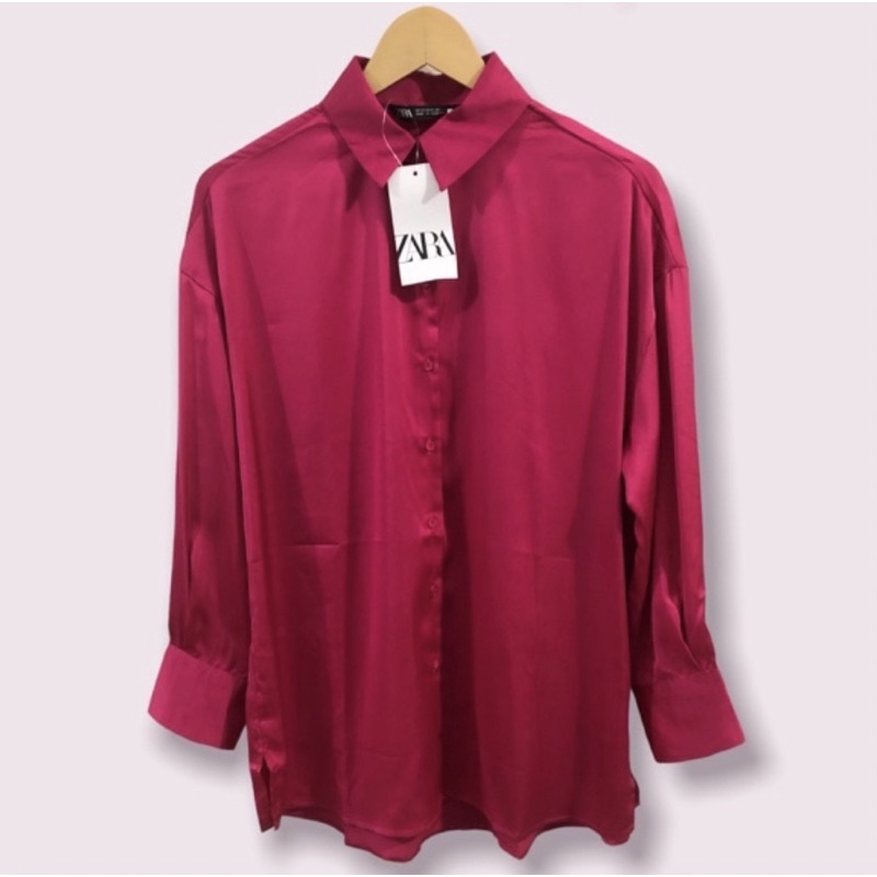 Áo sơmi lụa hồng ZR