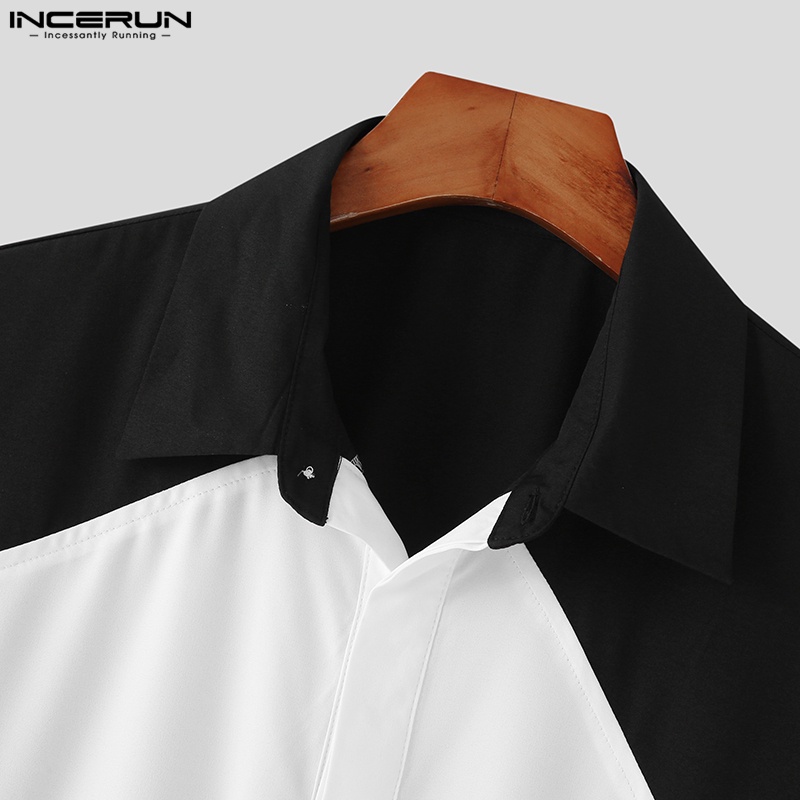 Áo sơ mi INCERUN dáng rộng in màu độc lạ phong cách mùa hè cho nam