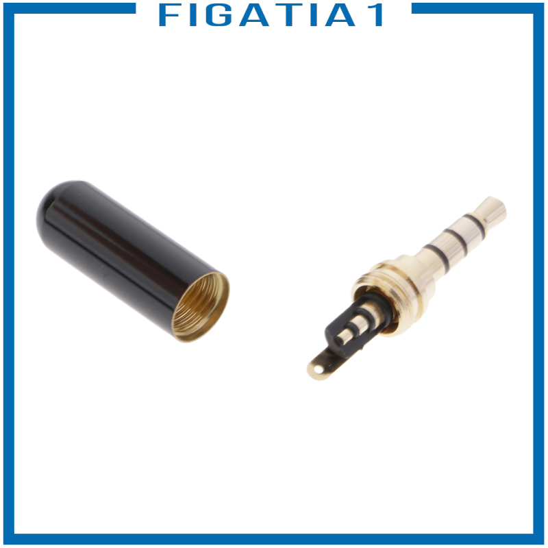 [FIGATIA1]3.5mm 1/8\'\' TRRS 4 Pole Male Plug A/V Solder Connector, Black