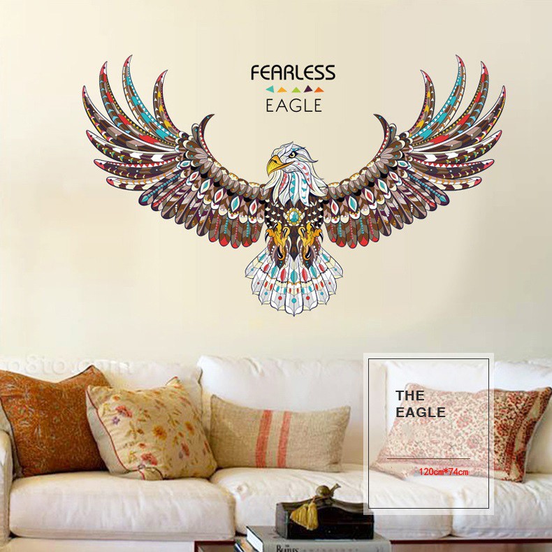 Decal dán tường 3D ⚡ FREESHIP ⚡ Eagle AmyShop - Tranh 3D dán phòng khách
