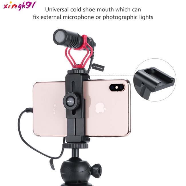 ULANZI ST-02L Smartphone Vlog Phone Mount with Cold Shoe for Microphone Phone Stand Holder 1/4 Screw