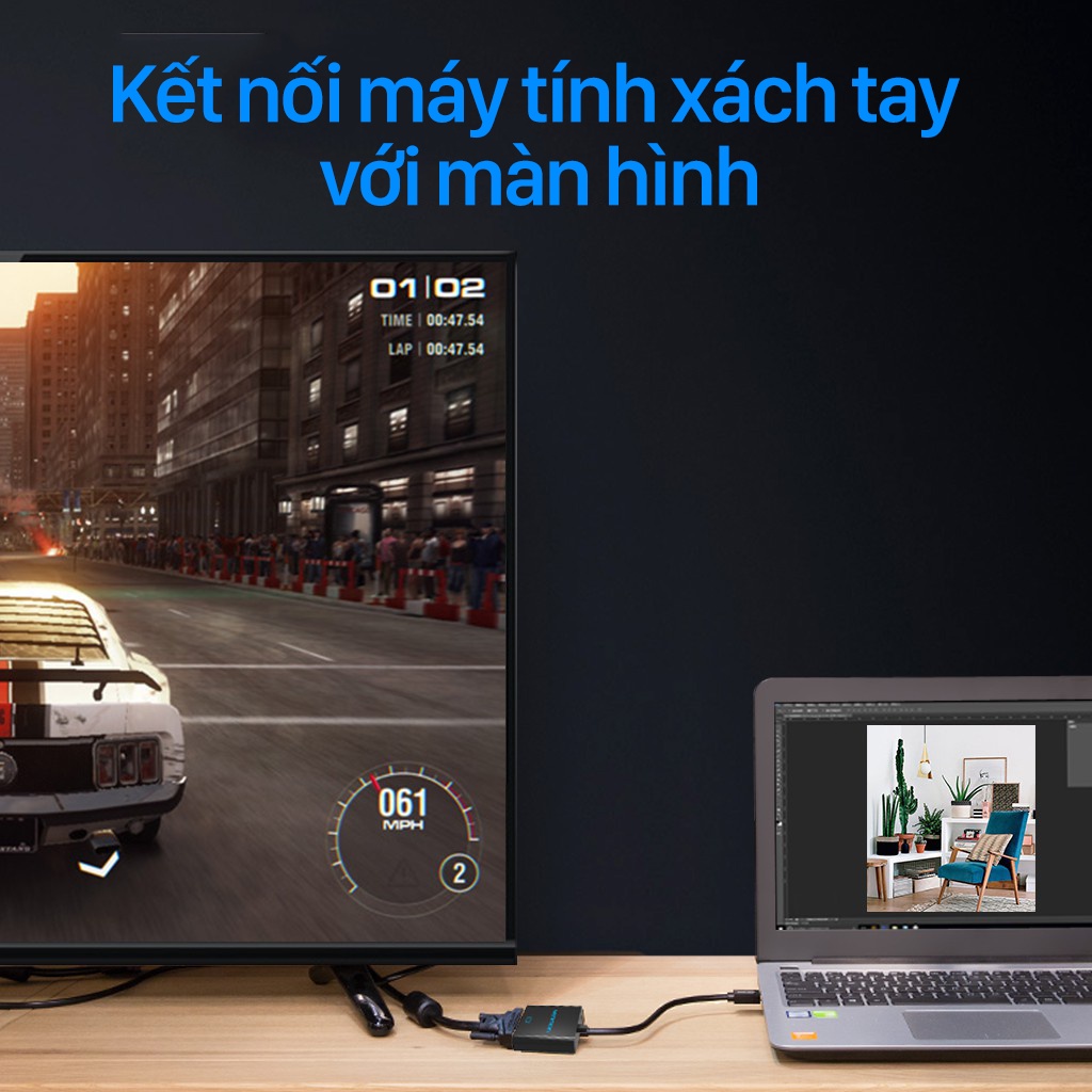 HDMI to VGA có chip chuyển HDMI sang VGA Full HD Máy tính, Laptop chính hãng Vention