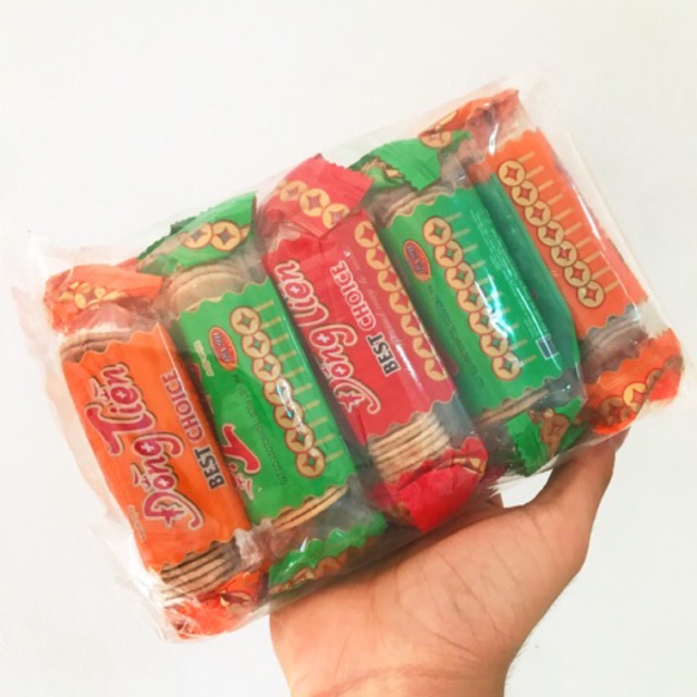 BỊCH 10 GÓI Bánh Quy Đồng Tiền Bơ Sữa Thơm Ngon, đồ ăn vặt  cổng trường tuổi thơ