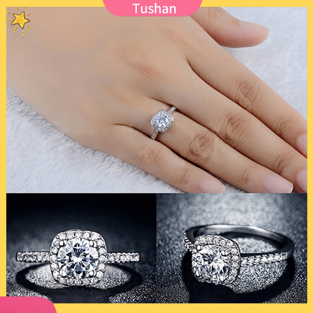 Nhẫn mạ vàng trắng đính đá Zircon lấp lánh thời trang sang trọng dành cho nữ
