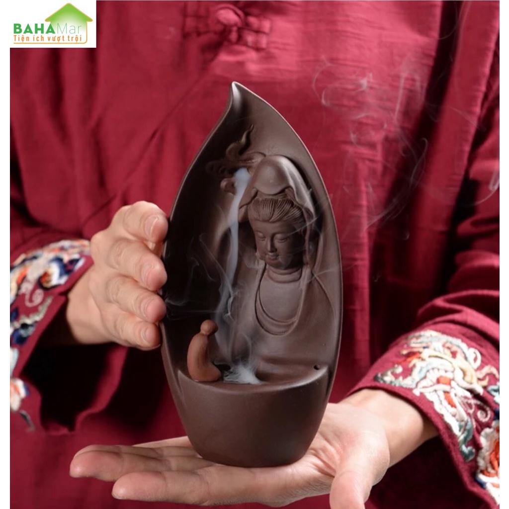 THÁC KHÓI TRẦM HƯƠNG CHẢY NGƯỢC PHẬT BÀ QUAN ÂM BỒ TÁT HIỂN LINH "BAHAMAR" Sáng tạo vẻ đẹp với phong cách điêu khắc,