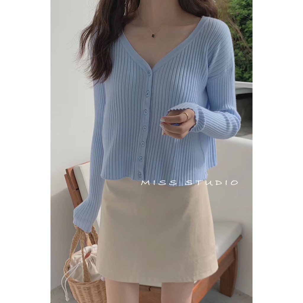 Áo Len Dài Tay Cổ Chữ V Thời Trang Hàn Quốc Cá Tính Cho Nữ | BigBuy360 - bigbuy360.vn