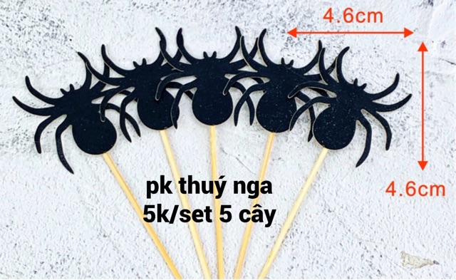 5 set con nhện giấy trang trí bánh kem