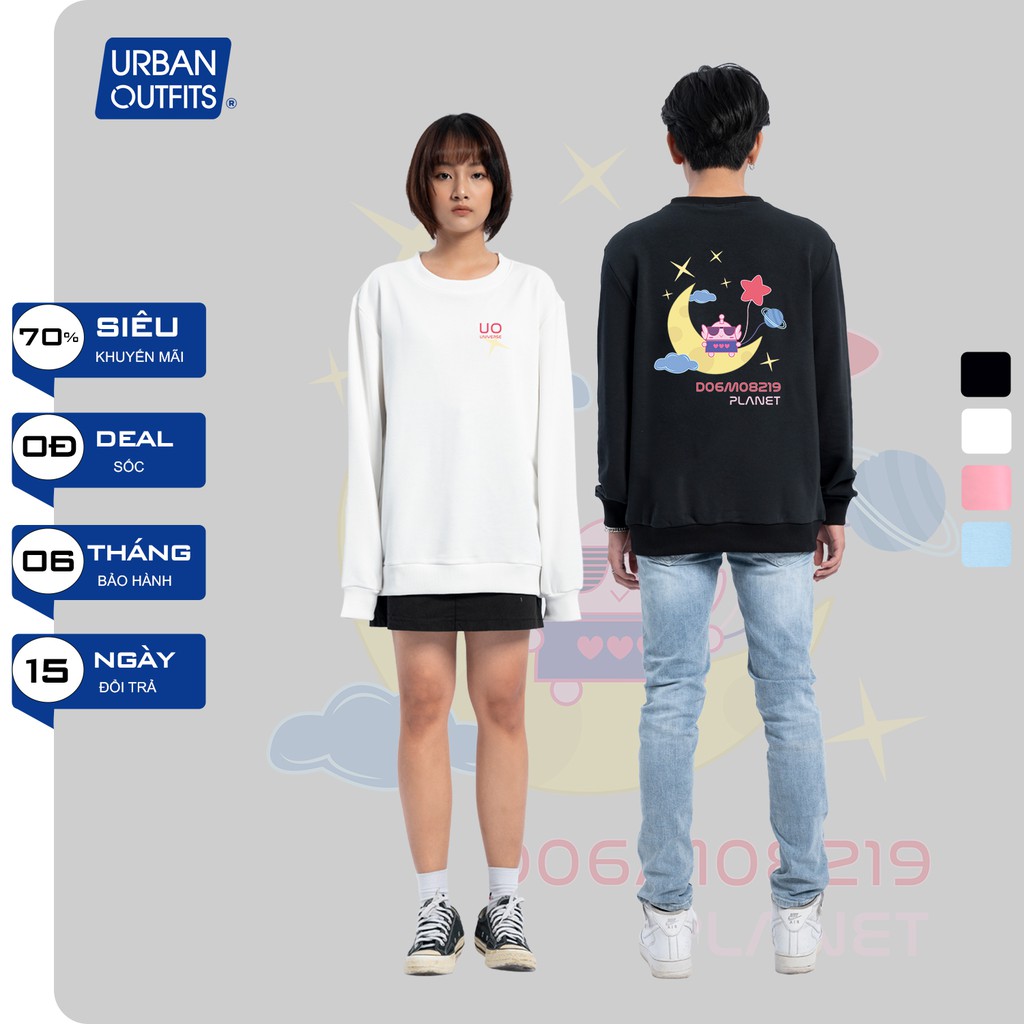Áo Sweater Form Rộng Nữ Nam URBAN OUTFITS In Mặt Trăng DO6M08219 Planet SWO32 Thun Cotton Nỉ 4 Chiều Local Brand