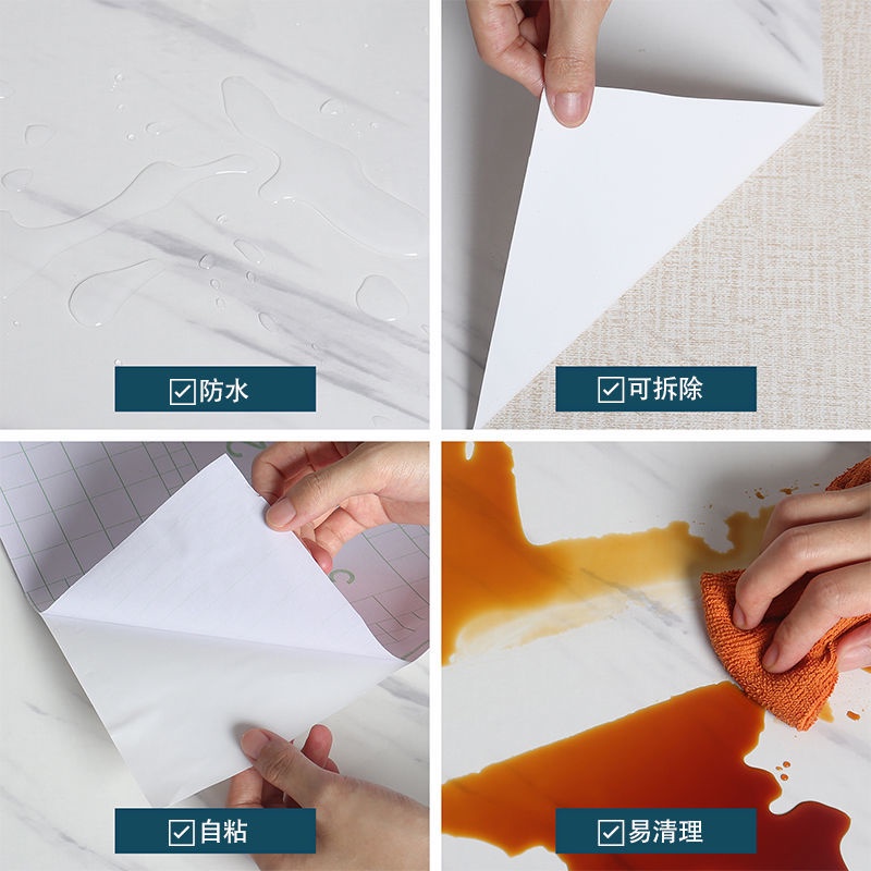Giấy Dán Tường Bằng Vinyl Chống Thấm Nước Họa Tiết Vân Đá Trang Trí Nhà Bếp/Phòng Tắm