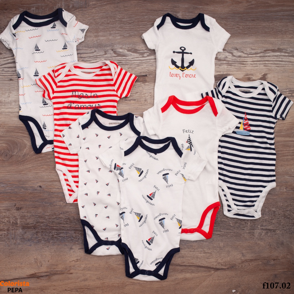 Set body chip cộc tay cotton mềm mát họa tiết dễ thương cho bé thời trang COLORISTA 1 set