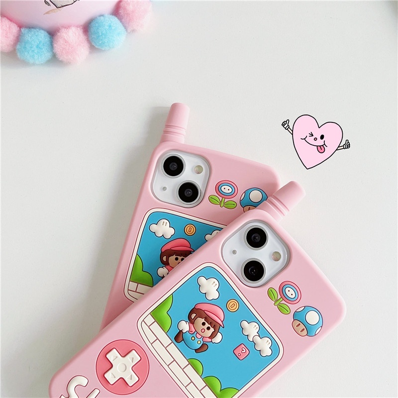 Ốp Điện Thoại Silicon Mềm Chống Sốc Hình Super Mario Màu Hồng Cho 11 xs max 7P / 8 Plus / 12pro / 13 / pro max