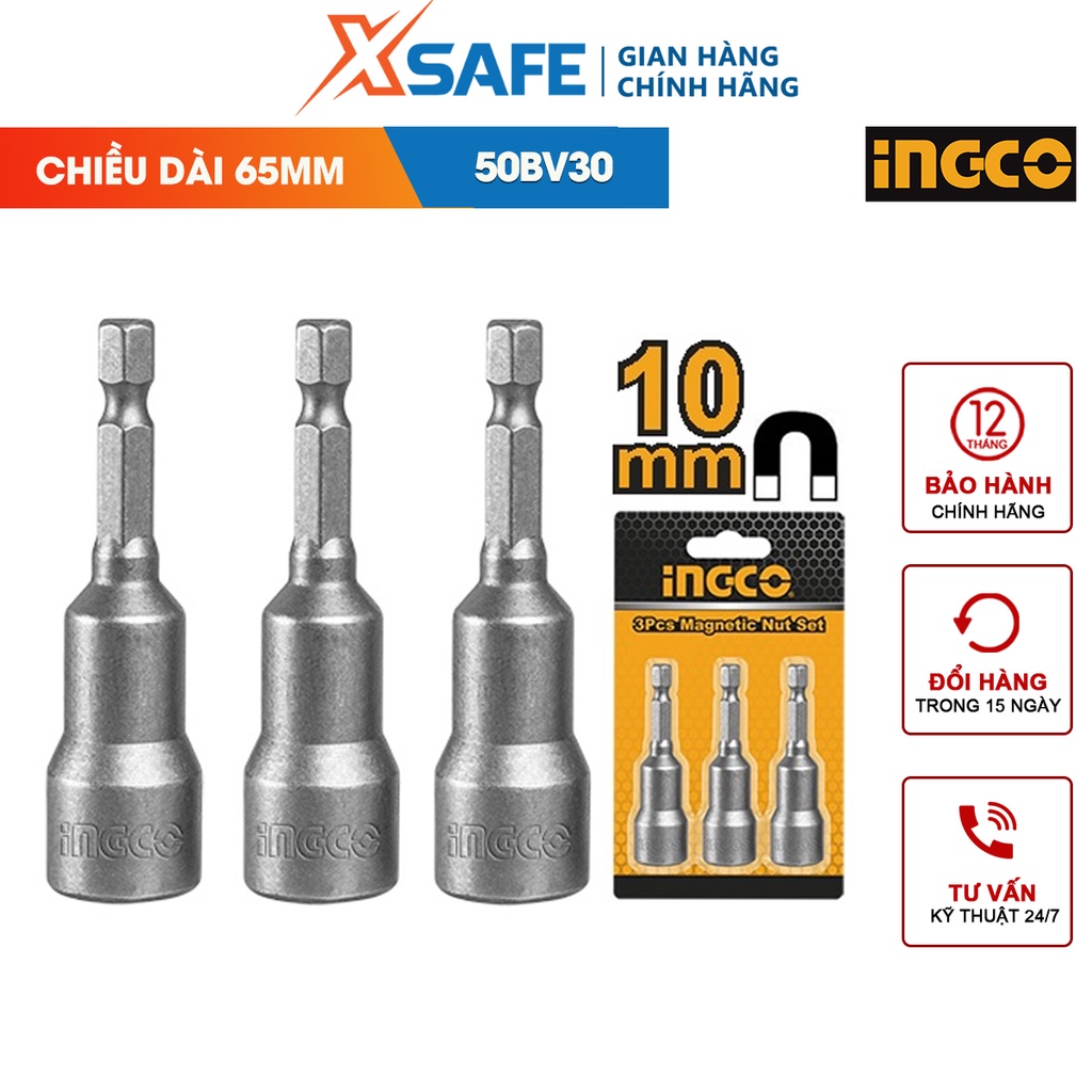 Bộ 3 mũi từ bắn tôn INGCO AMN1031 chiều dài 65mm, có nam châm hút, kích thước 1/4 inch [CHÍNH HÃNG][XSAFE]