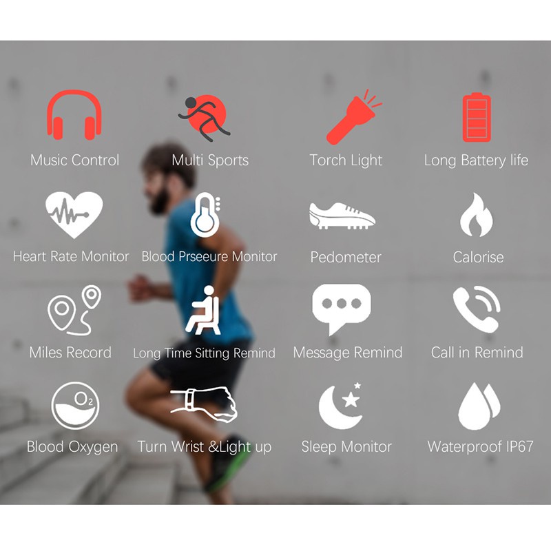 Đồng Hồ Thể Thao Thông Minh Màn Hình Nhấn + Dây Đeo Trái Tim