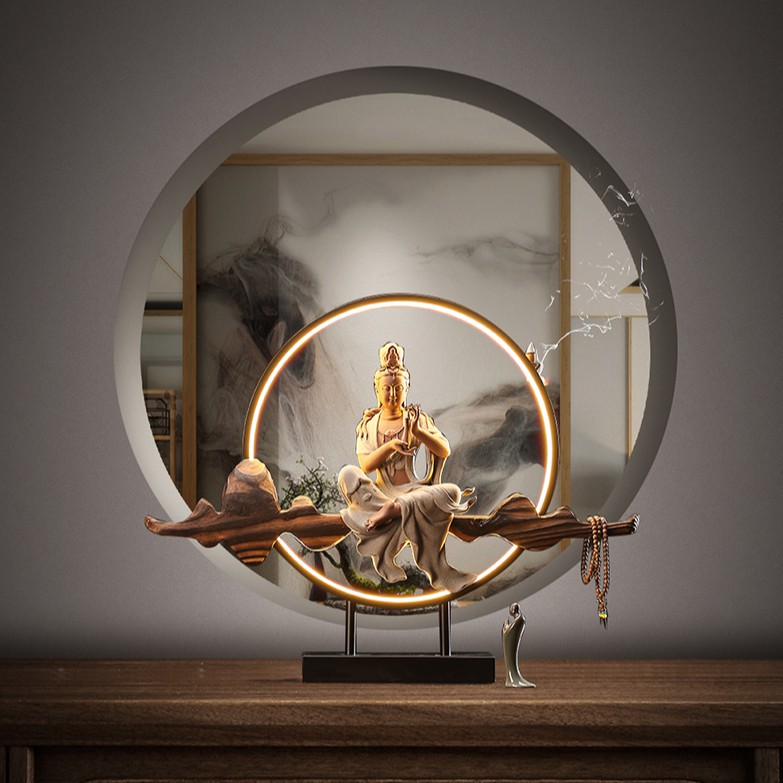 Đèn LED trang trí thưởng trầm tạo hình tượng Phật (hàng nhập khẩu nguyên bộ cao cấp, nhiều set)
