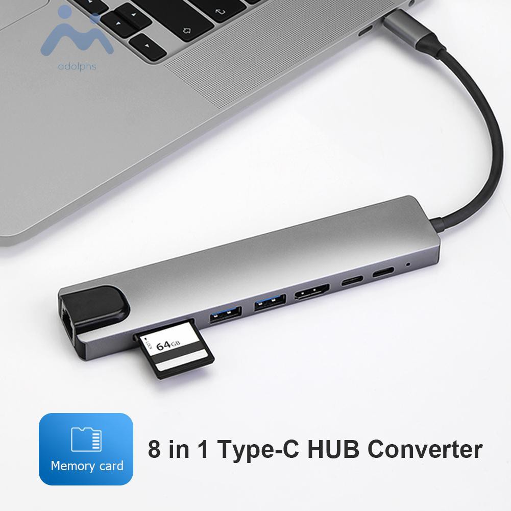 Bộ Chuyển Đổi 8 Trong 1 Usb-C Hub 4k Hdmi-Compatible 2 Usb3.0 Usb C Pd Sd / Tf Rj45 | BigBuy360 - bigbuy360.vn