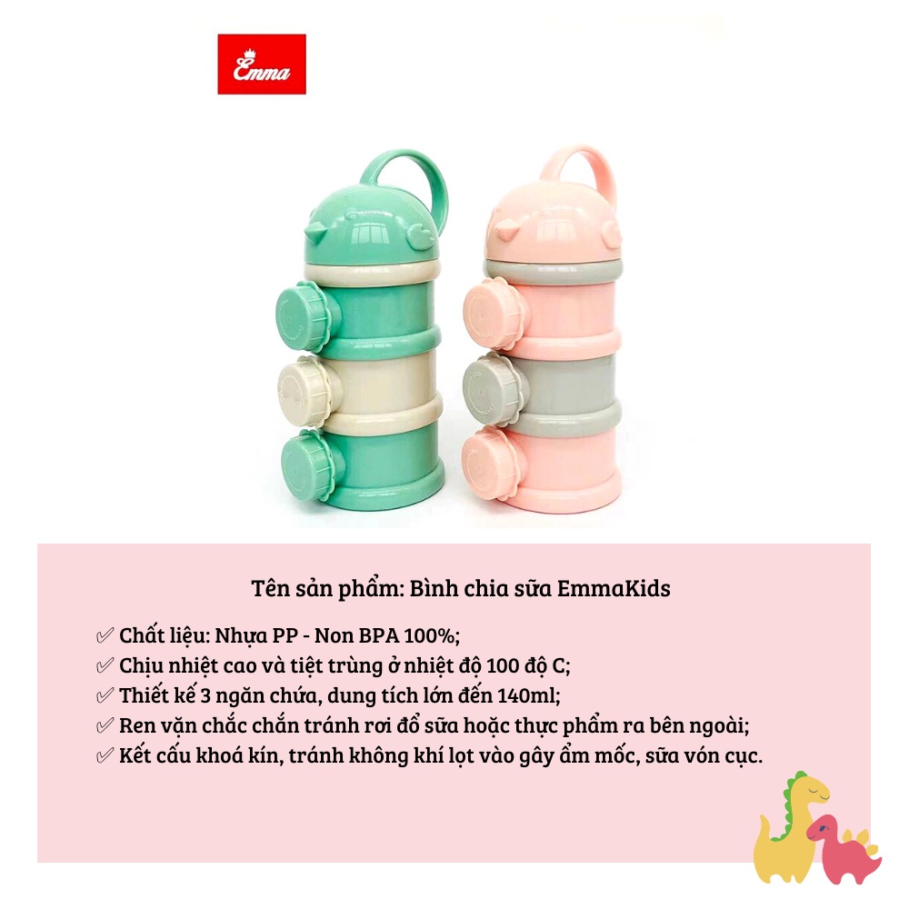Chính hãng EMMA- Bình chia sữa 3 tầng, bình chia đồ ăn cao cấp
