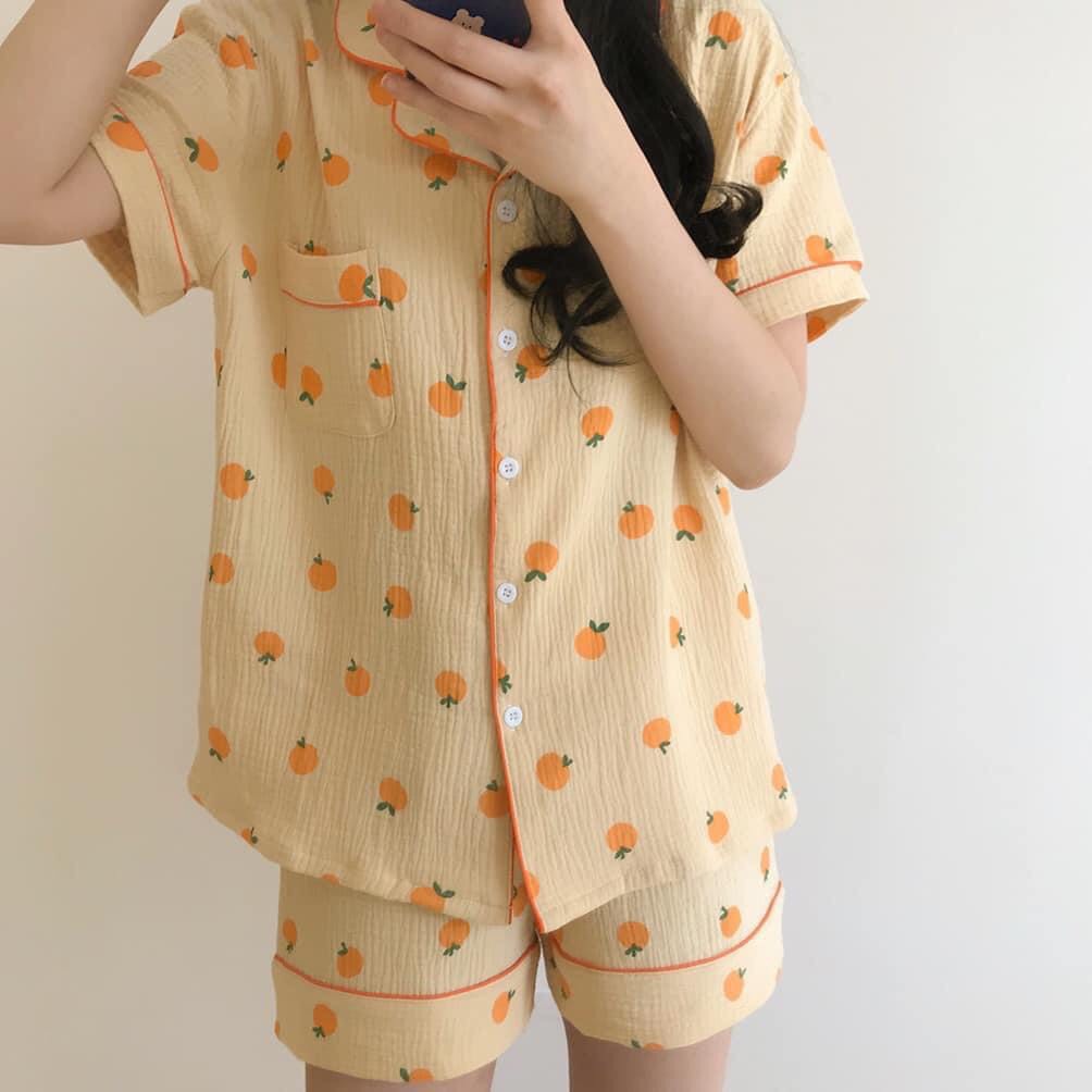 BỘ NGỦ NỮ CAXA 🦋 SET PIJAMA MẶC NHÀ 2 MÀU XANH CAM🦋