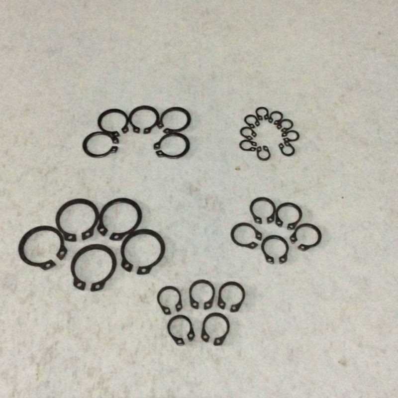 Set 10 chiếc phanh trục, vòng lò xo,  phe gài trục, phe chặn ngoài, long đen, vòng đệm từ trục 8-50mm
